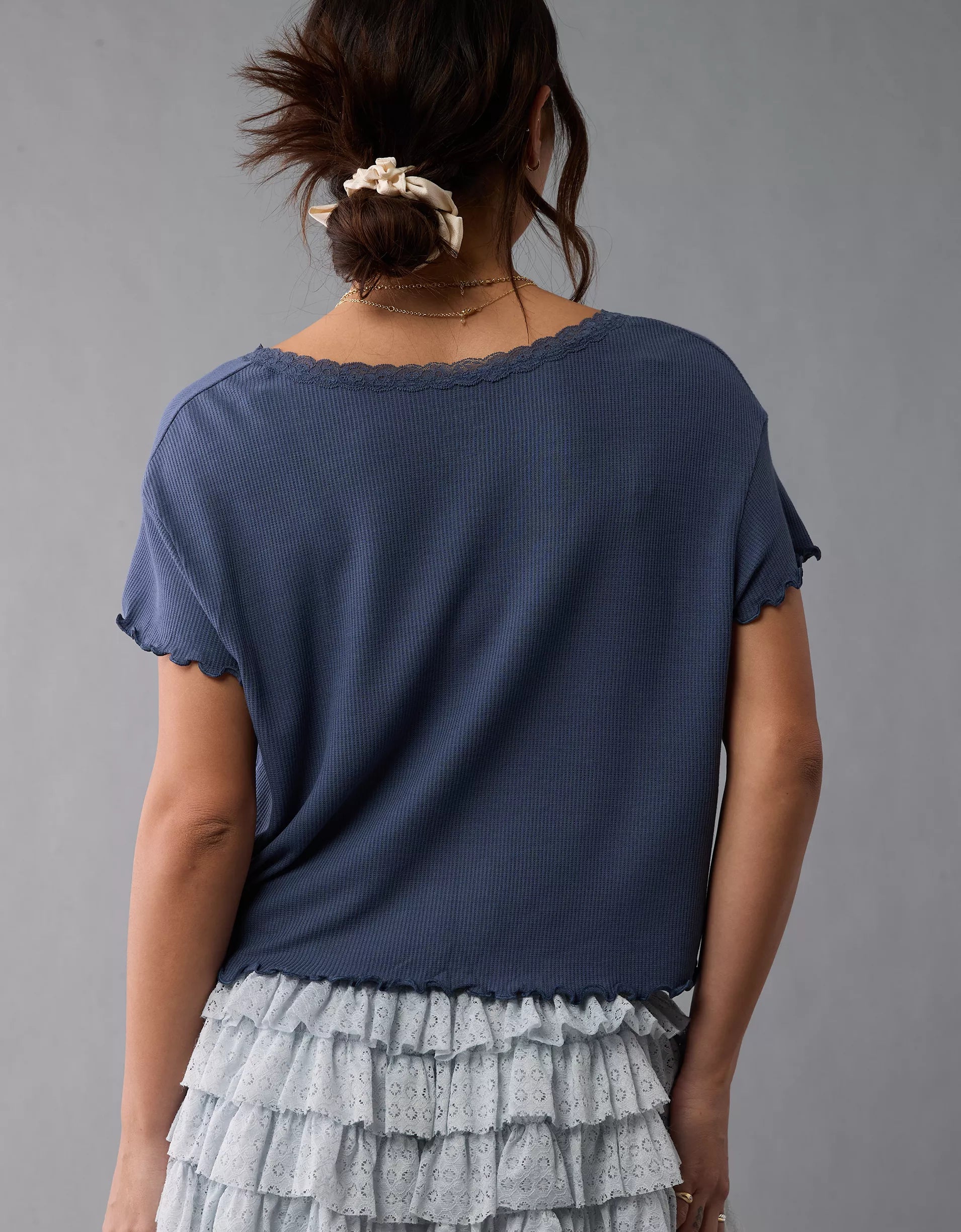 Clío™ - Cropped Waffle Shirt - onlinemegasale.com