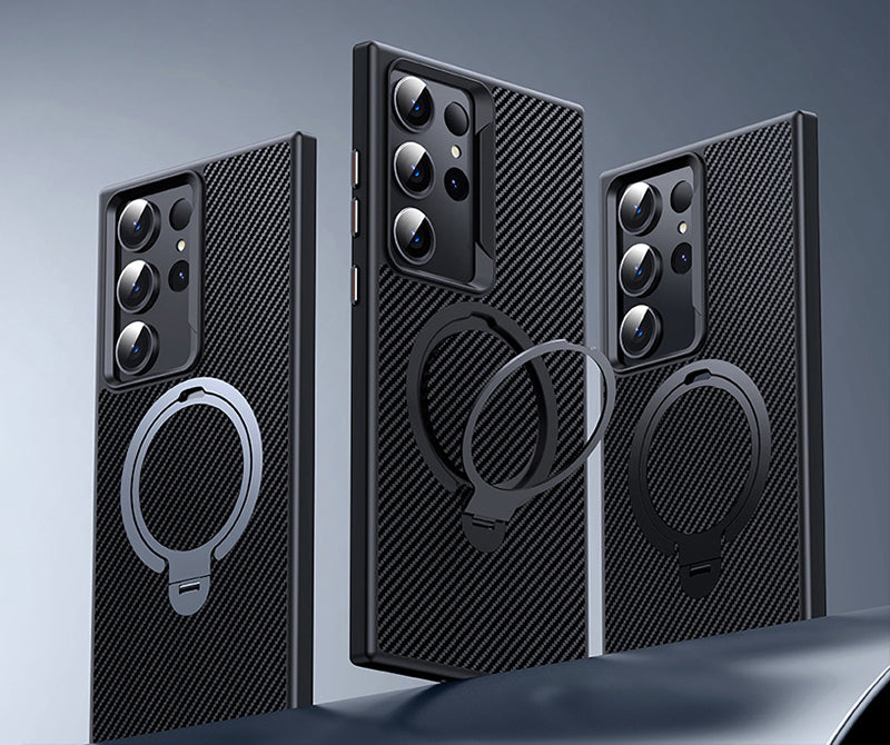 Samsung Magsafe Series | Carbon Fiber Ring Holder Mobile Phone Case - onlinemegasale.com