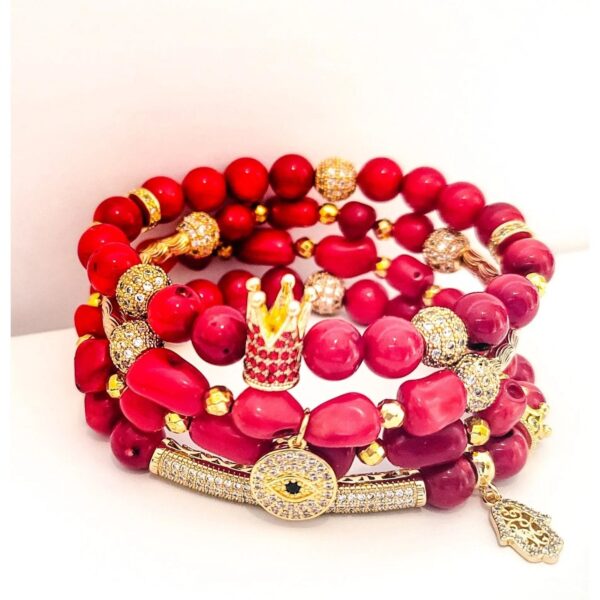 Elegant Coral Crown Bracelet Set