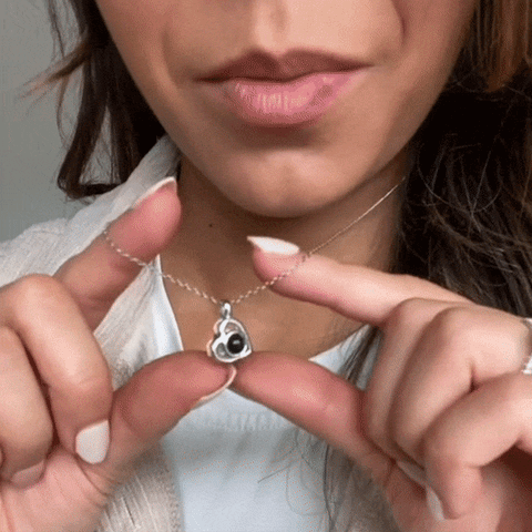 woman wearing love necklace photo necklace