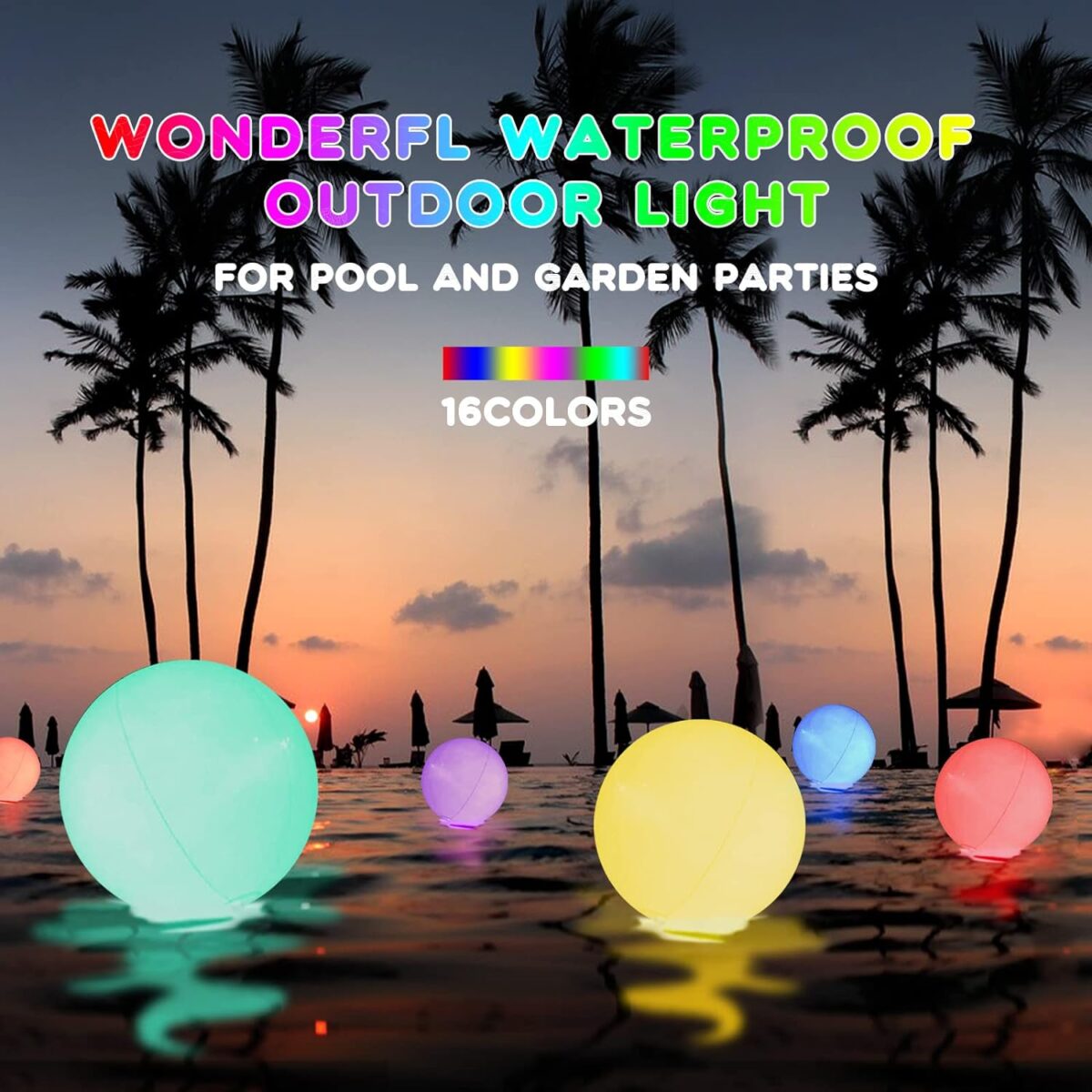 Pool Decoration🎉LED Light 16 Colors Luminous Beach Ball - onlinemegasale.com