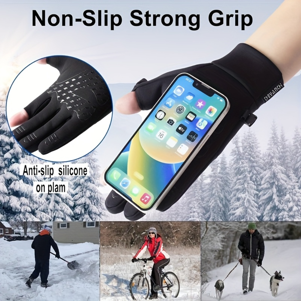 1 Pair Of Winter Windproof And Waterproof Touch Screen Warm Gloves, Suitable For Outdoor Cycling, Fishing, Running, Skiing, Christmas Gifts - onlinemegasale.com