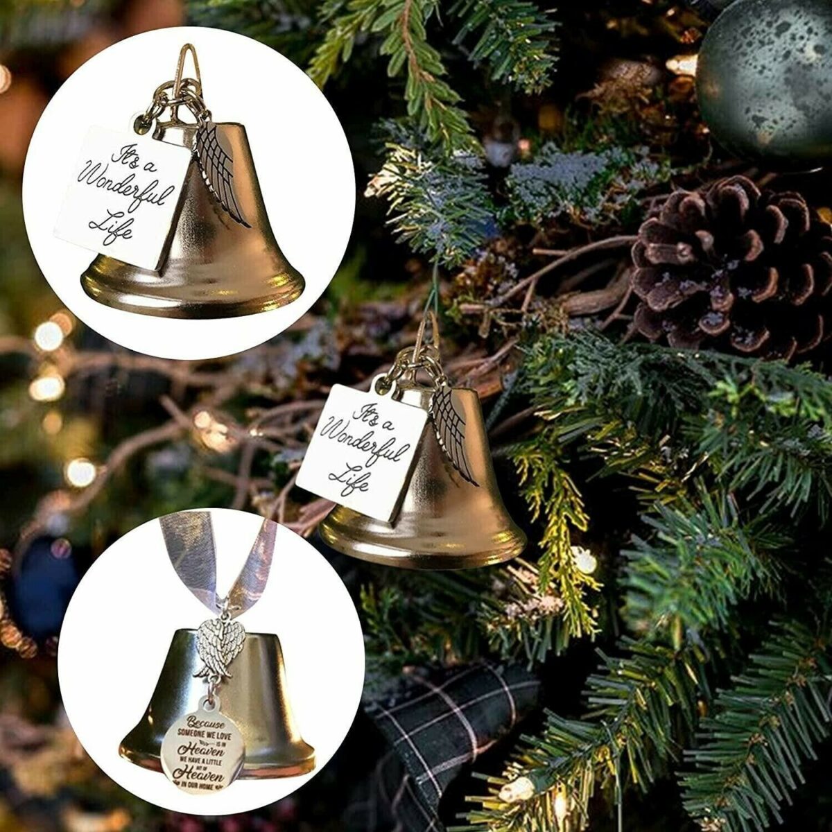 Memorial Ornaments Angel Wings Bell - onlinemegasale.com