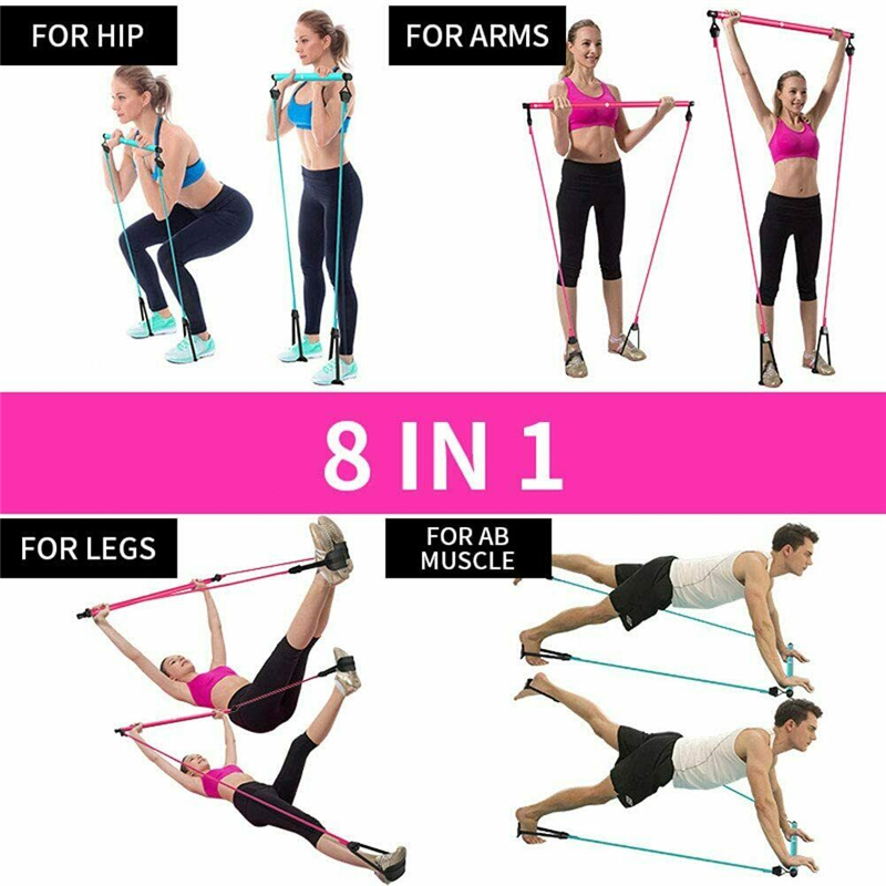 Multifunctional Portable Pilates Bar Fitness Stick Yoga Resistance Bands Home Gym Exercise Tools Multifunctional Portable Pilates Bar Fitness Stick Yoga Resistance Bands Home Gym Exercise Tools - onlinemegasale.com