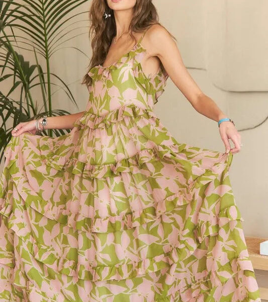 Ruffled Tiered Scoop Neck Cami Dress