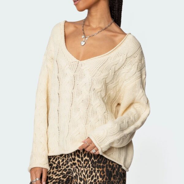 Kenya - Fresh and Comfortable Knitted Sweater with V-Neck