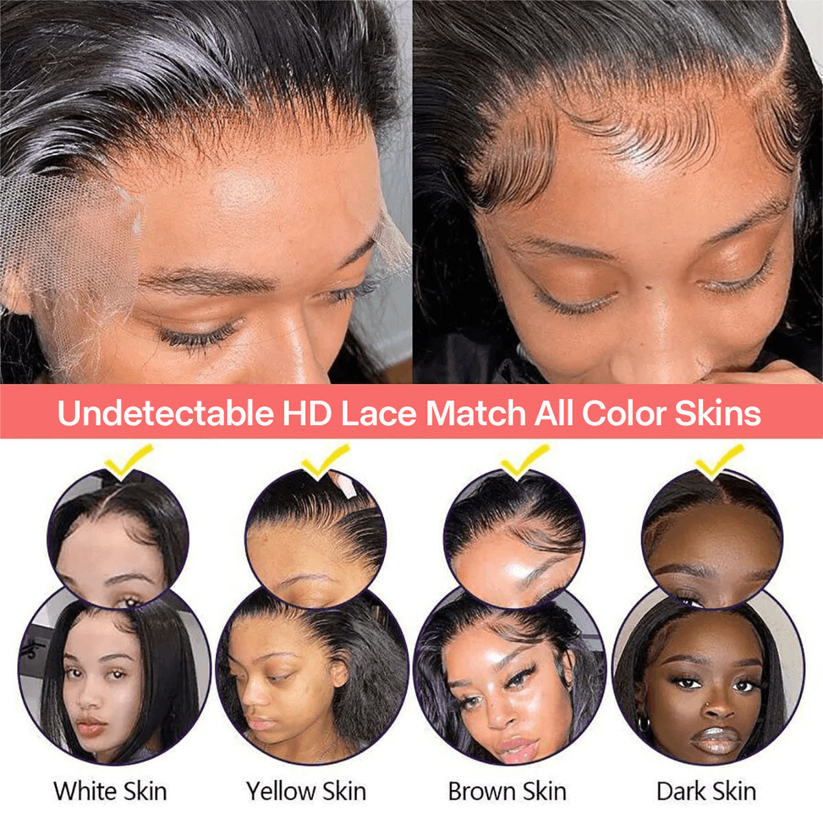 12A Body Wave 13X4/13X6 HD Lace Wigs Skin Melt Full Frontal Lace Wig | Real HD Wig - onlinemegasale.com