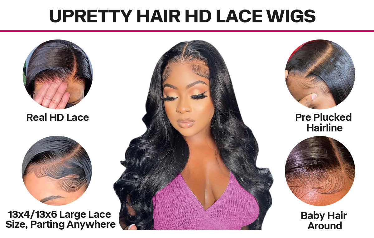 12A Body Wave 13X4/13X6 HD Lace Wigs Skin Melt Full Frontal Lace Wig | Real HD Wig - onlinemegasale.com