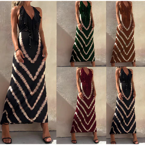 Arlette™ - Long Sleeveless Dress with V-Neck - onlinemegasale.com