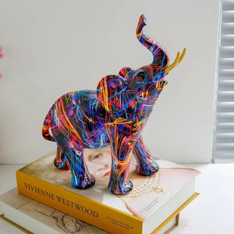 Artistic Elephant Graffiti Figurine - onlinemegasale.com