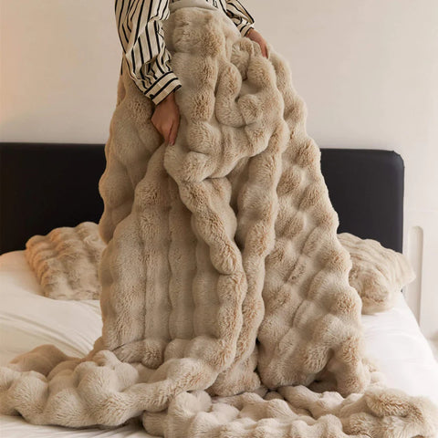 Rabbit Faux-Fur Blanket Throw - onlinemegasale.com
