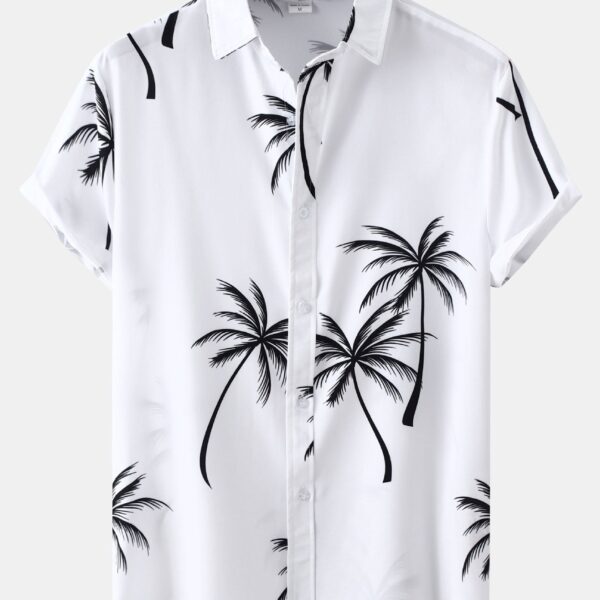 Tropical Leaf Print Button Up Shirt