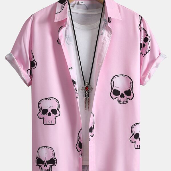 Skull Print Button Up Shirt