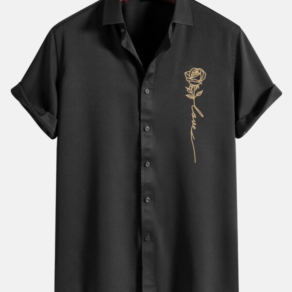 Rose Love Print Button Up Shirt