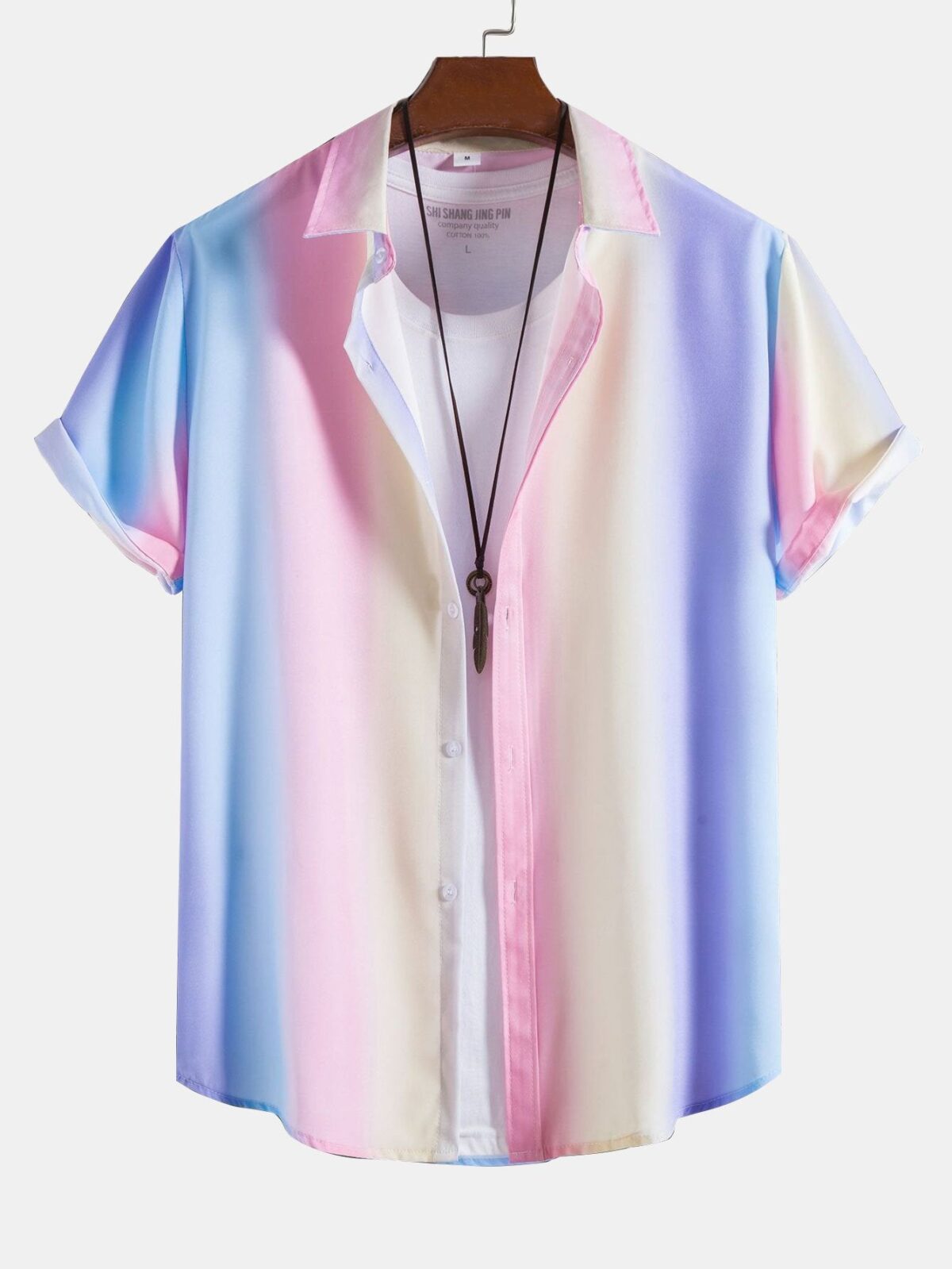 Gradient Color Print Shirt - onlinemegasale.com