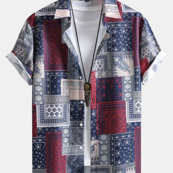 Paisley Boder Print Button Up Shirt