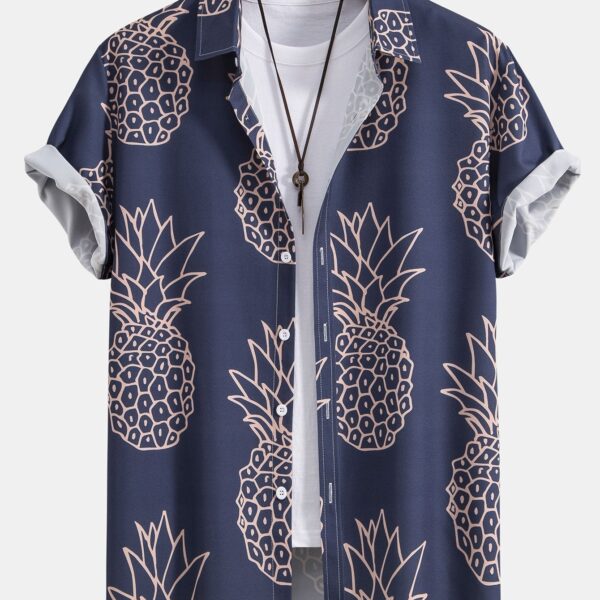 Pineapple Print Button Up Shirt