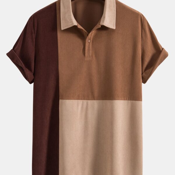 Color Block Corduroy Polo Shirt