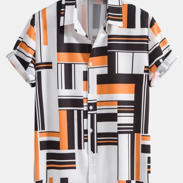 Geometric Print Button Up Shirt