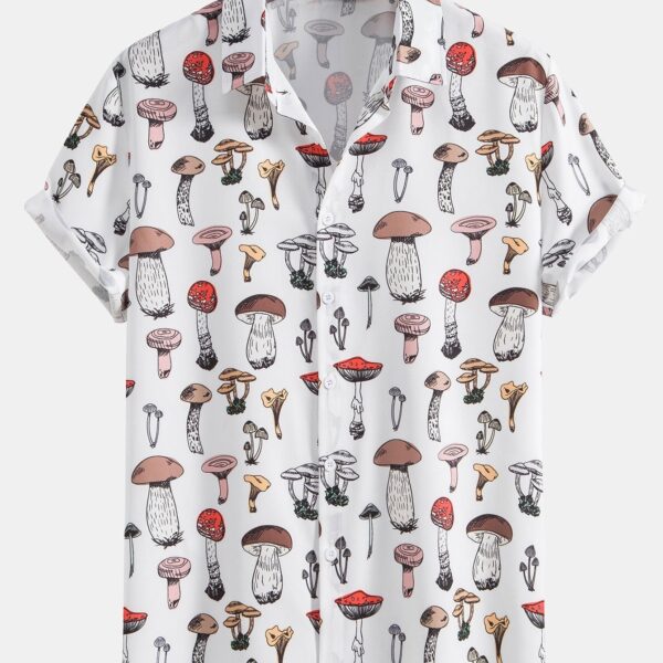Mushroom Print Button Up Shirt