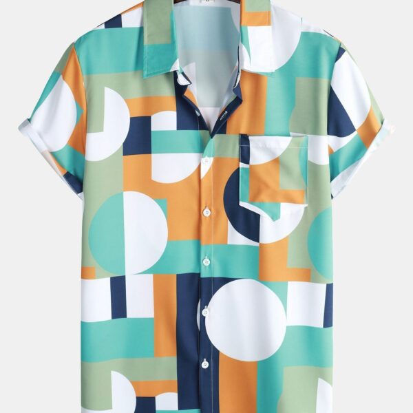 Geometry Print Button Up Shirt