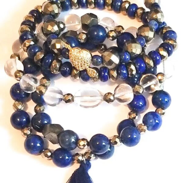 Stunning Stacked Bracelets of Lapis Lazuli and Pyrite