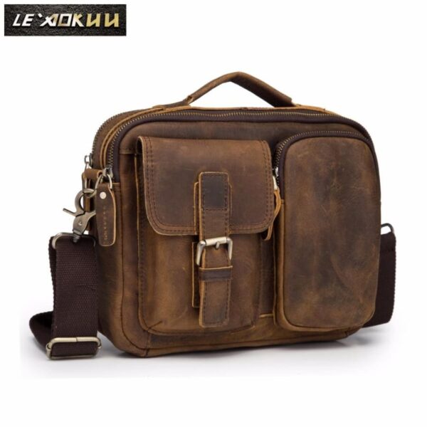 Male shoulder messenger bag cowhide