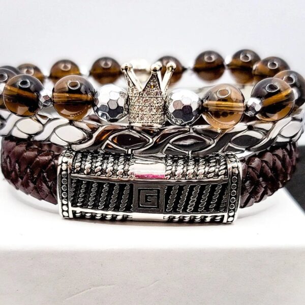 Stylish Men's Smoky Quartz Bracelet Collection