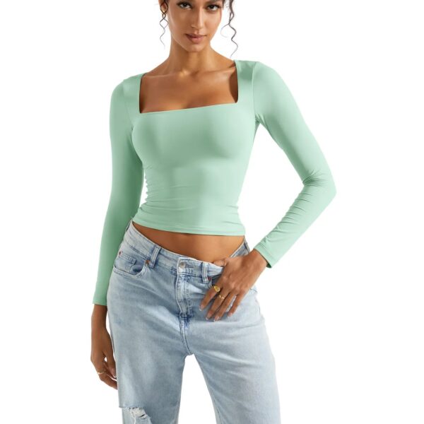 Rosalia™ - Long Sleeve Square Neck Top