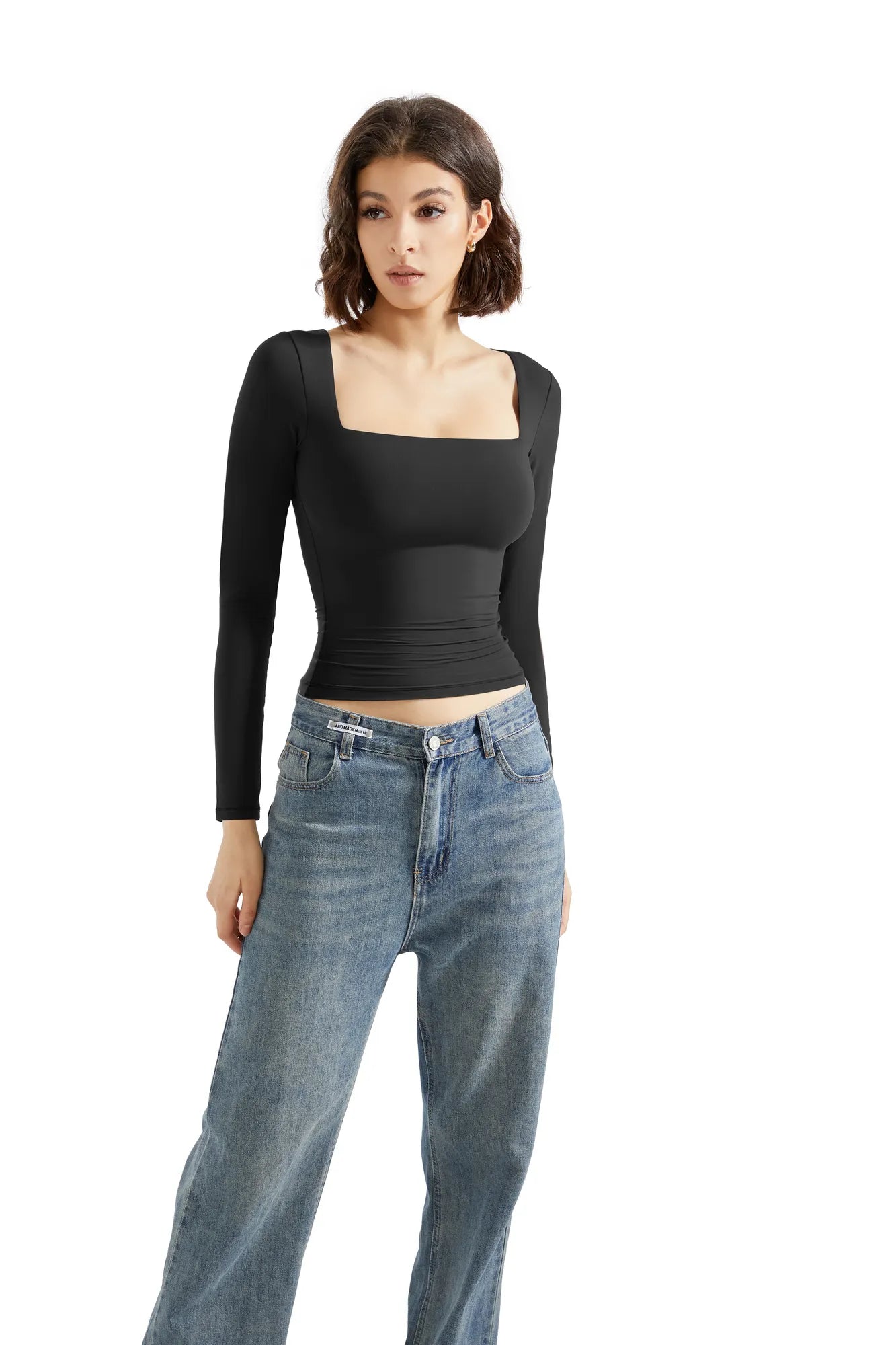 Rosalia™ - Long Sleeve Square Neck Top - onlinemegasale.com