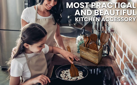 Handmade Teak Wooden Kitchen Utensils | 7 Sets - onlinemegasale.com