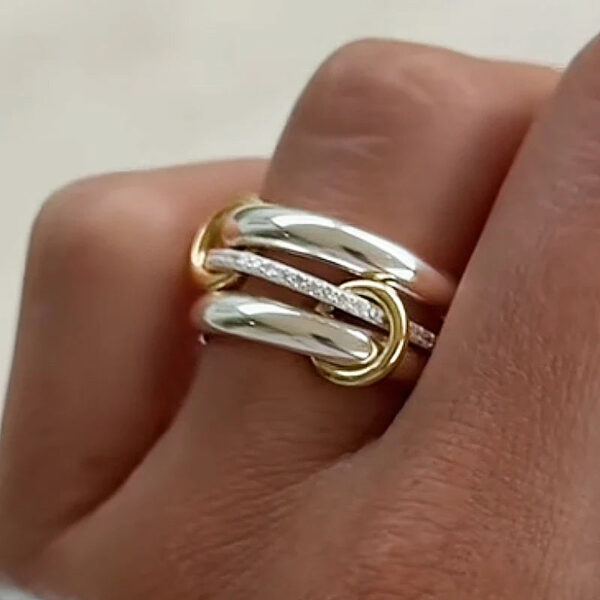 Single Stone Band Interlocked Ring