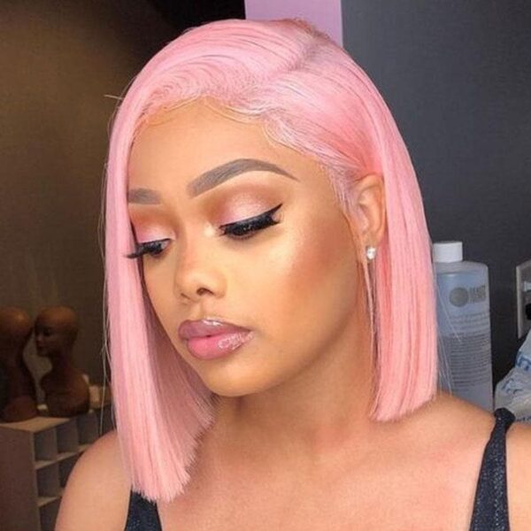 Cranberry Short Bob Lace Front Wigs Straight Pink Brazilian Human Hair Wigs