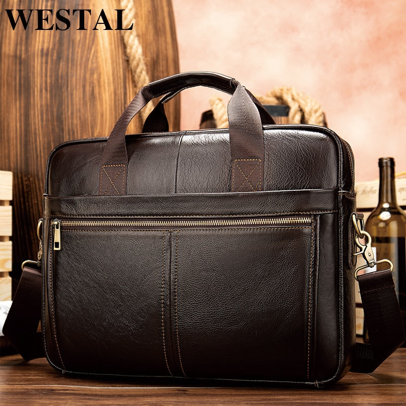 product-image-1397495576 Briefcase messenger bag men's genuine leather 14'' - onlinemegasale.com