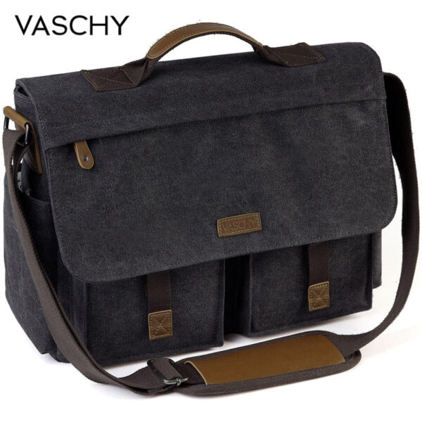 Messenger Bag for Men Vintage Water Resistant Waxed Canvas 15.6 inch Laptop