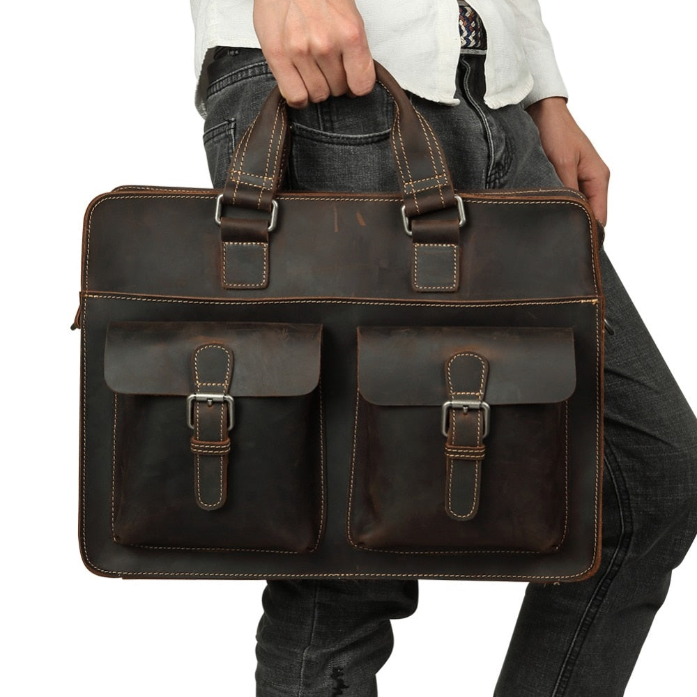 product-image-1658904612 Vintage Men's Cow Genuine Leather Briefcase Crazy Horse Leather - onlinemegasale.com