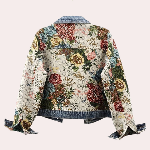Rose™ - Denim Jacket with Floral Details - onlinemegasale.com
