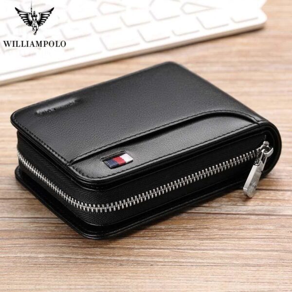 Short Zipper Black Wallets