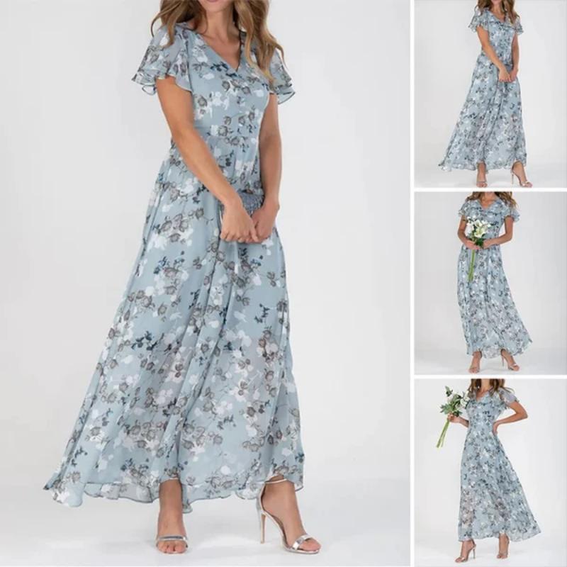 Elaria™ - Long Floral Print Dress - onlinemegasale.com
