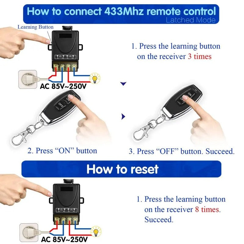 Wireless Remote Control Switch & Receiver Kit, No Wiring - onlinemegasale.com