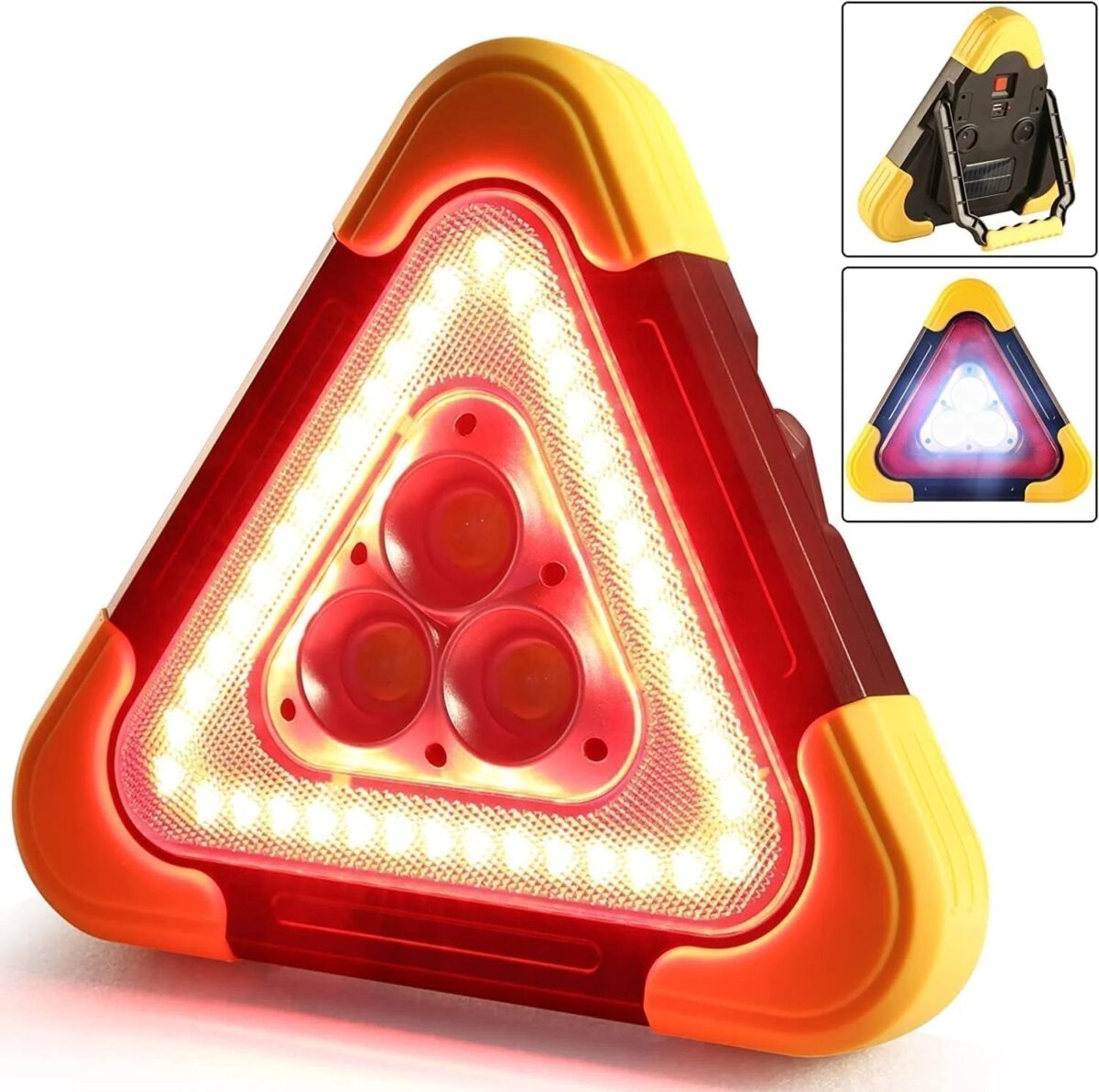 2-IN-1 Solar Emergency Triangle Warning Light at the Roadside - onlinemegasale.com