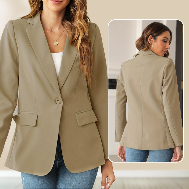 🔥HOT SALE 50% OFF🎁Elegant Soft Solid Color Lapel Buttons Jacket - onlinemegasale.com