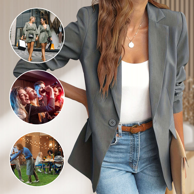 🔥HOT SALE 50% OFF🎁Elegant Soft Solid Color Lapel Buttons Jacket - onlinemegasale.com