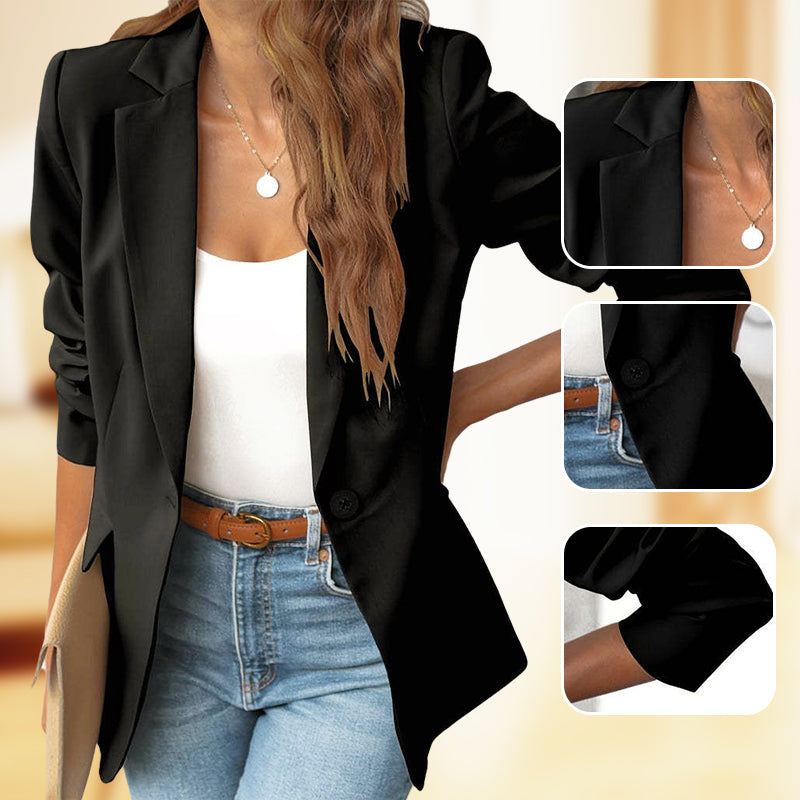 🔥HOT SALE 50% OFF🎁Elegant Soft Solid Color Lapel Buttons Jacket - onlinemegasale.com