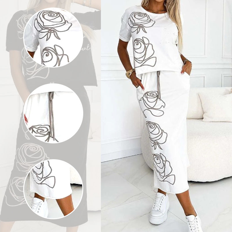 ❤️🔥Hot Sale 50% OFF🔥Women's casual two-piece floral T-shirt and mid-length skirt set - onlinemegasale.com ❤️🔥Hot Sale 50% OFF🔥Women's casual two-piece floral T-shirt and mid-length skirt set - onlinemegasale.com