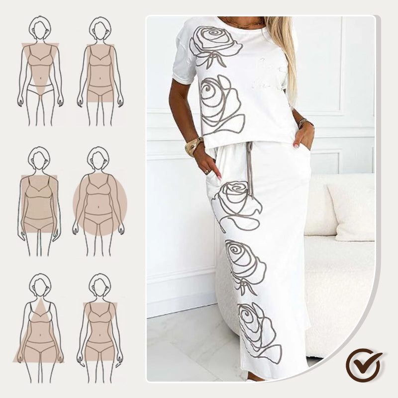 ❤️🔥Hot Sale 50% OFF🔥Women's casual two-piece floral T-shirt and mid-length skirt set - onlinemegasale.com ❤️🔥Hot Sale 50% OFF🔥Women's casual two-piece floral T-shirt and mid-length skirt set - onlinemegasale.com