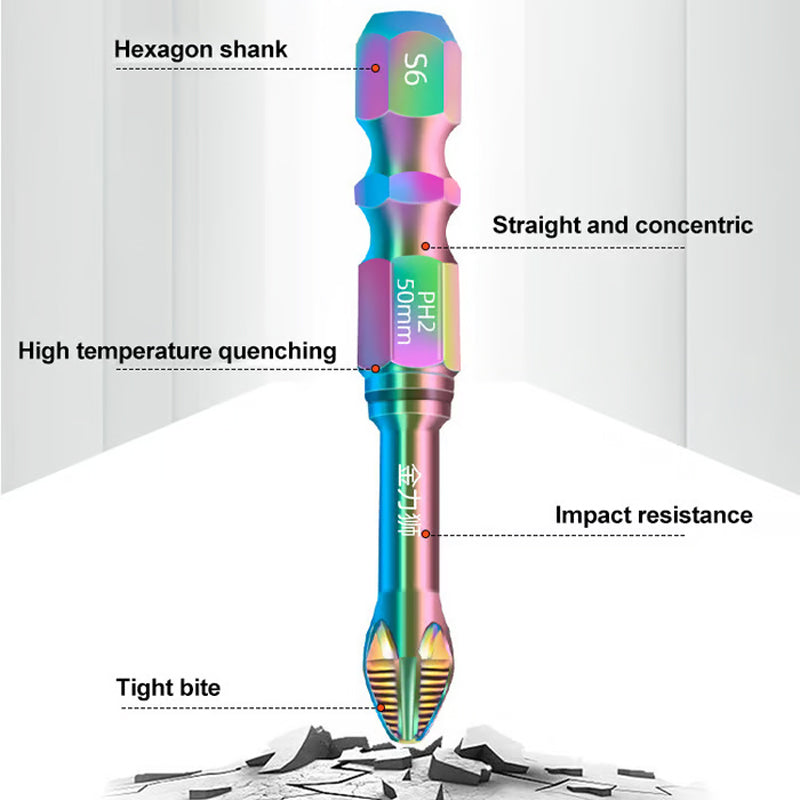 🔧 only $37.99 get 8 PCS🔥S6 Color Titanium Impact Screwdriver Bit | Ultra-Hard Magnetic | Anti-Slip Cross Head ✨ - onlinemegasale.com