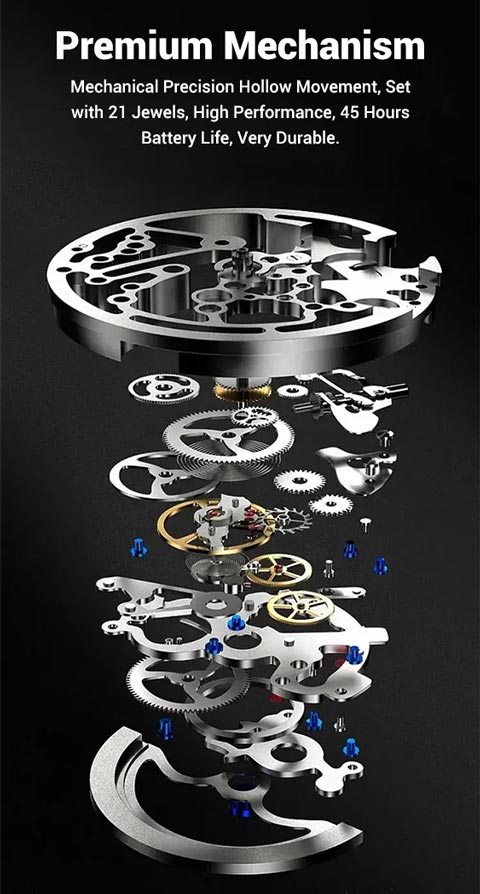 Men's Waterproof Roman Skeleton Automatic Mechanical Watch - onlinemegasale.com