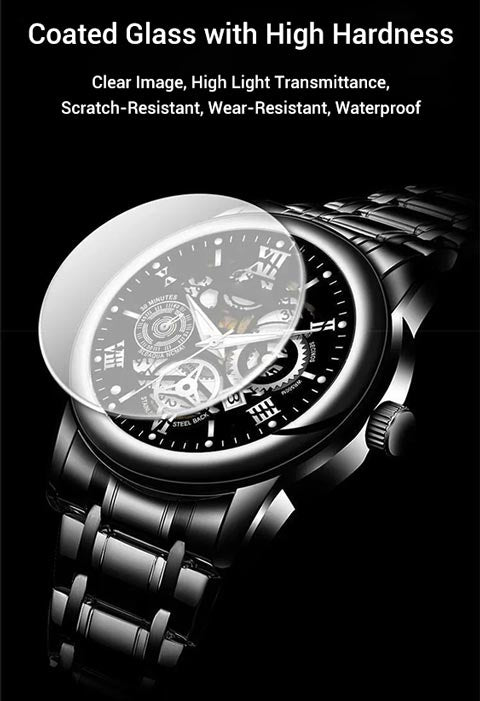 Men's Waterproof Roman Skeleton Automatic Mechanical Watch - onlinemegasale.com