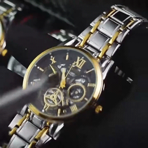 Men's Waterproof Roman Skeleton Automatic Mechanical Watch - onlinemegasale.com